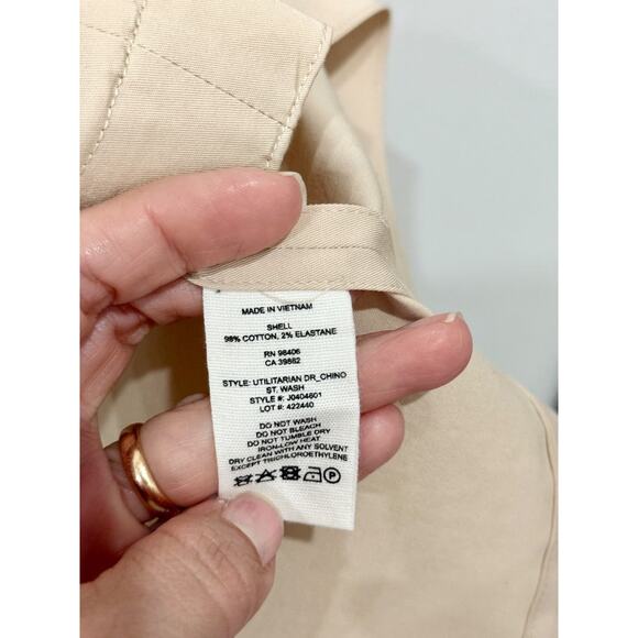 Theory Stretch Split Neck Utilitarian Chino Shift Mini Dress Cream Womens Size 4 - Picture 6 of 7